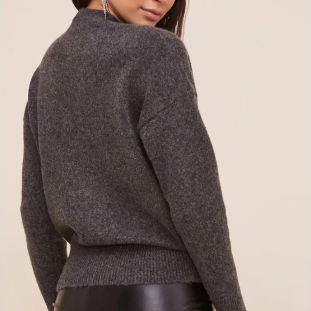 NWT ASTR CHARCOAL PLEATED WRAP SWEATER SIZE SMALL - Picture 2 of 6